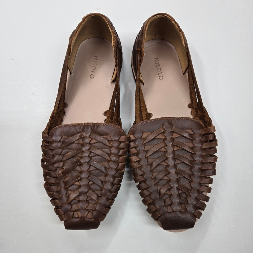 NISOLO Men’s Hurache Sandal Size 8 Brown Leather 6722 - Picture 4 of 14